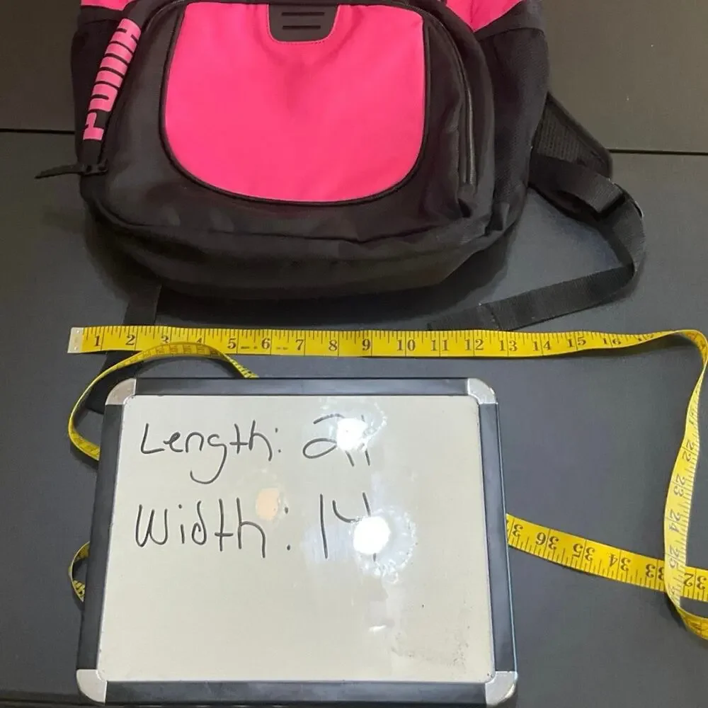 Puma Backpack Hot Pink Black Logo School Gym Travel Bag Large 21”